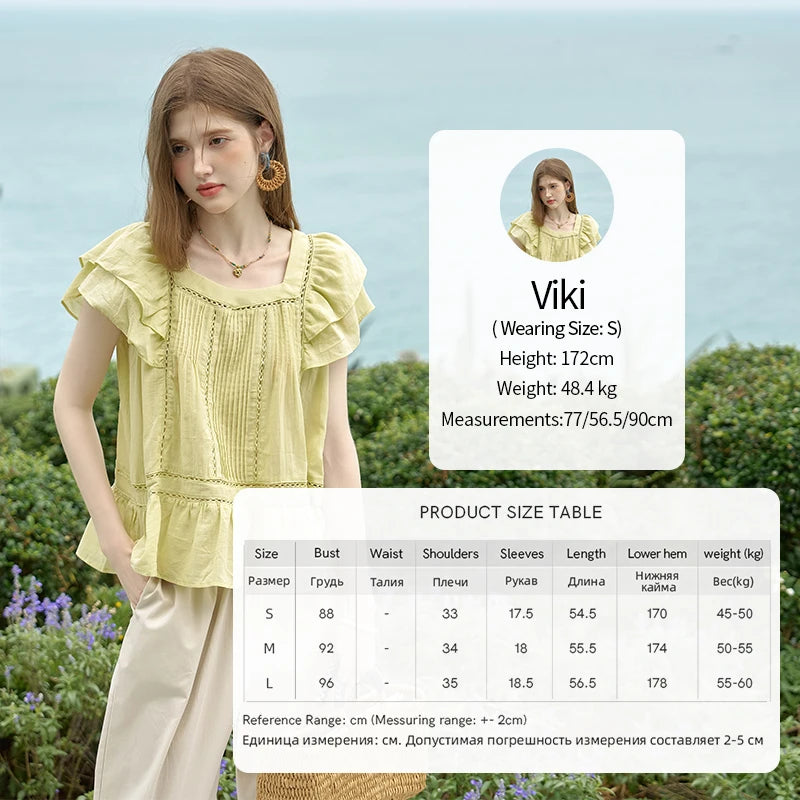 MISHOW Lace Flying Sleeve Blouse Square Neck MXD30X1574