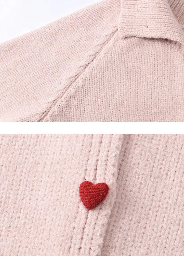 Mishow Love Heart Button Color Clash Cardigan MXD58Z1127