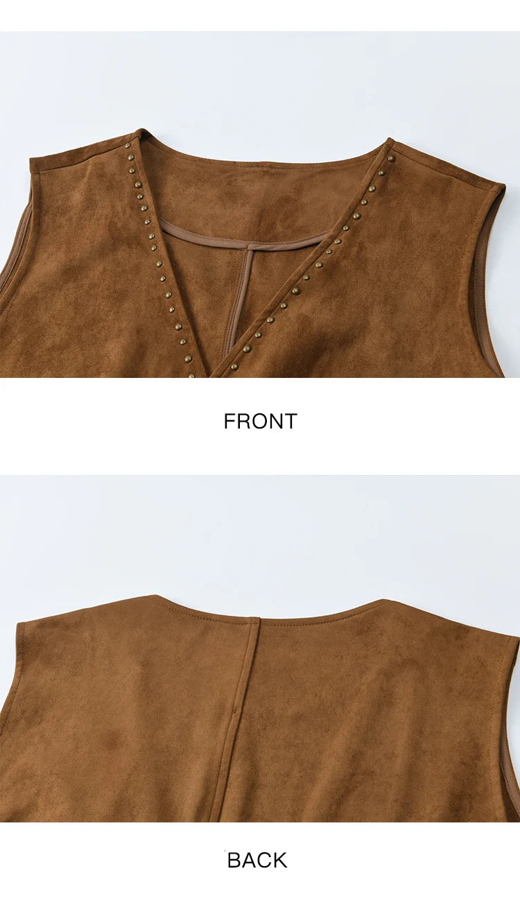 Mishow French Suede Rivet V-Neck Vest MXE46L2518