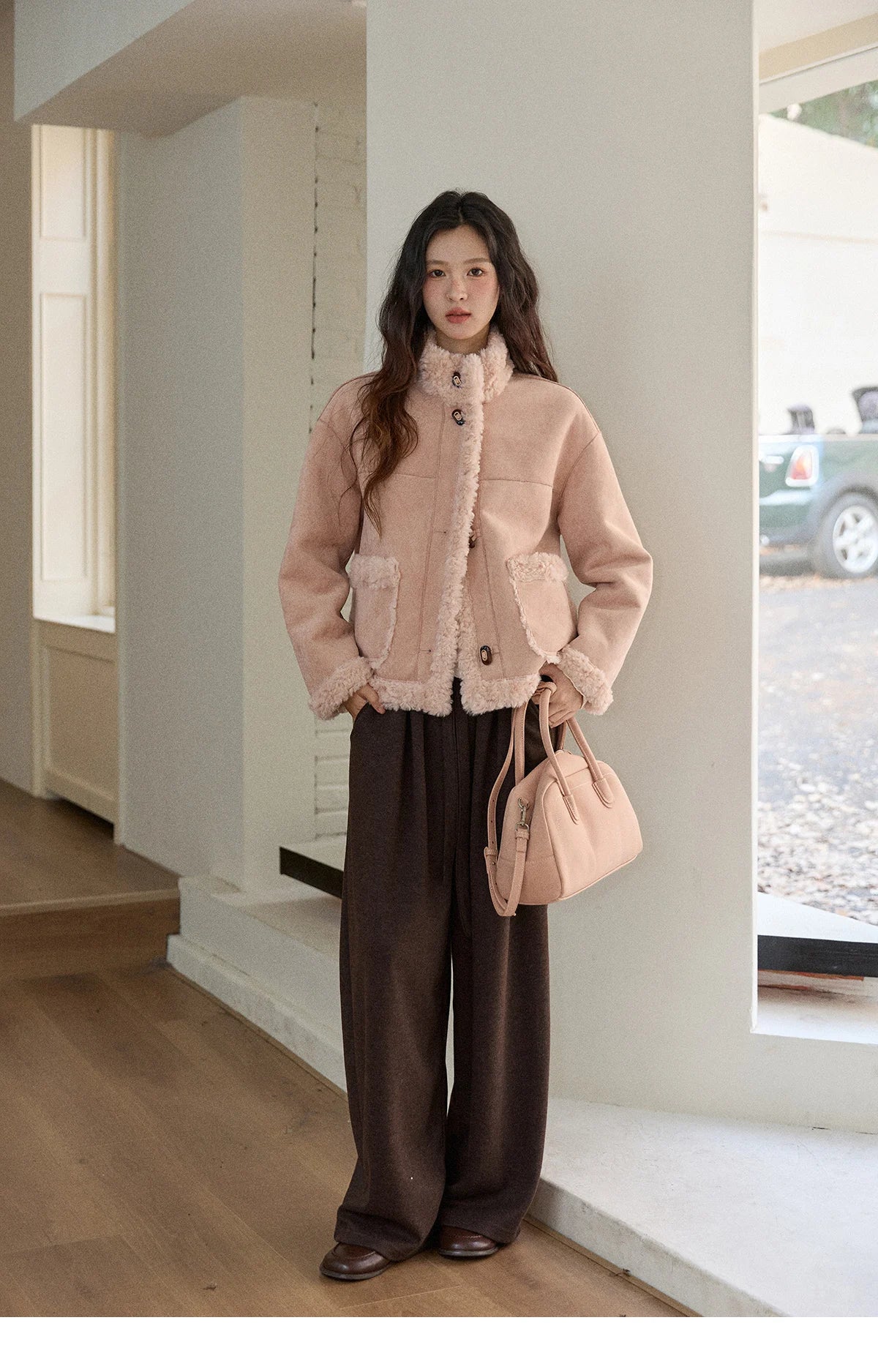 MISHOW Suede Composite Fur Jacket Stand-Up Collar Windproof MXE87W0941