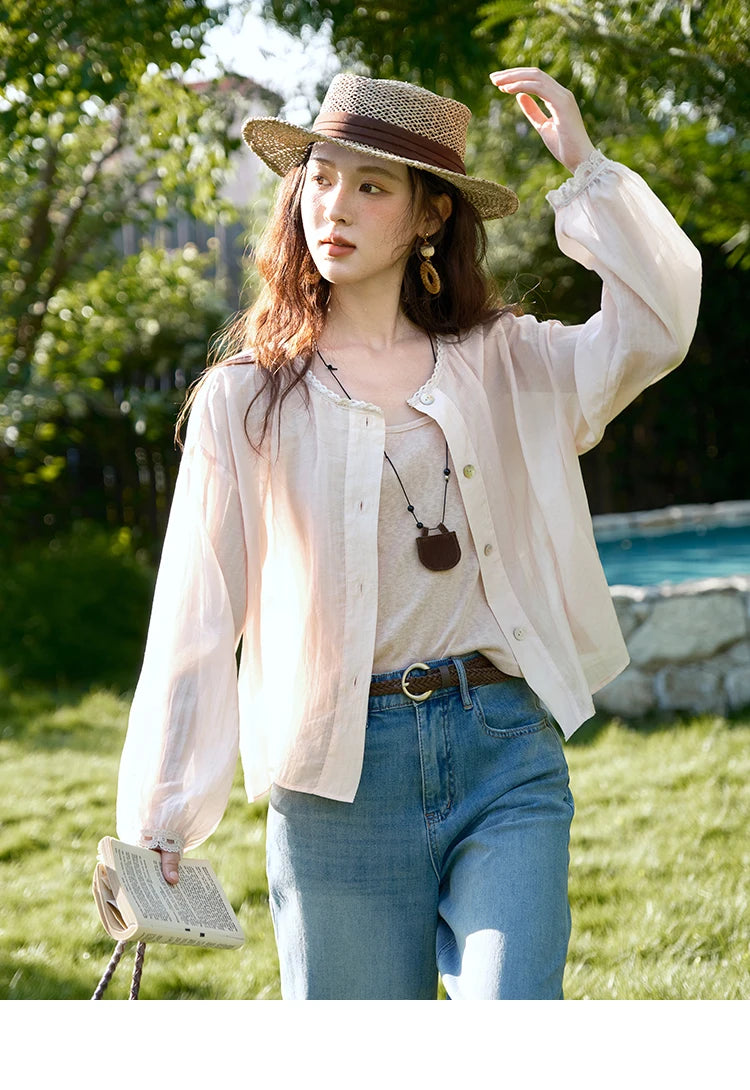 MISHOW Two Piece Shirt Set Tank Top Sunshade Button MXE39T0689