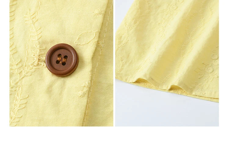MISHOW 100% Cotton Puff Sleeve Shirt Round Neck Button MXE36X1873