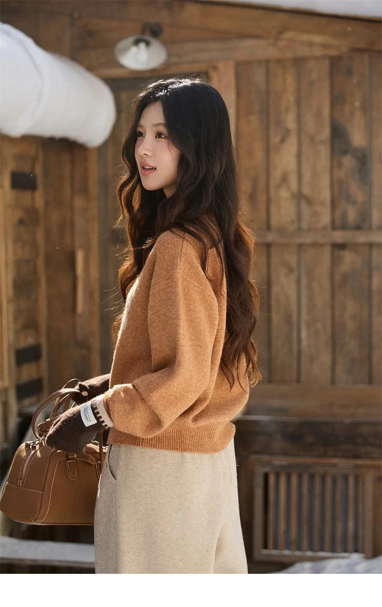 Mishow Horse Pattern Faux Mink Fur Cuff Sweater MXE94Z2863