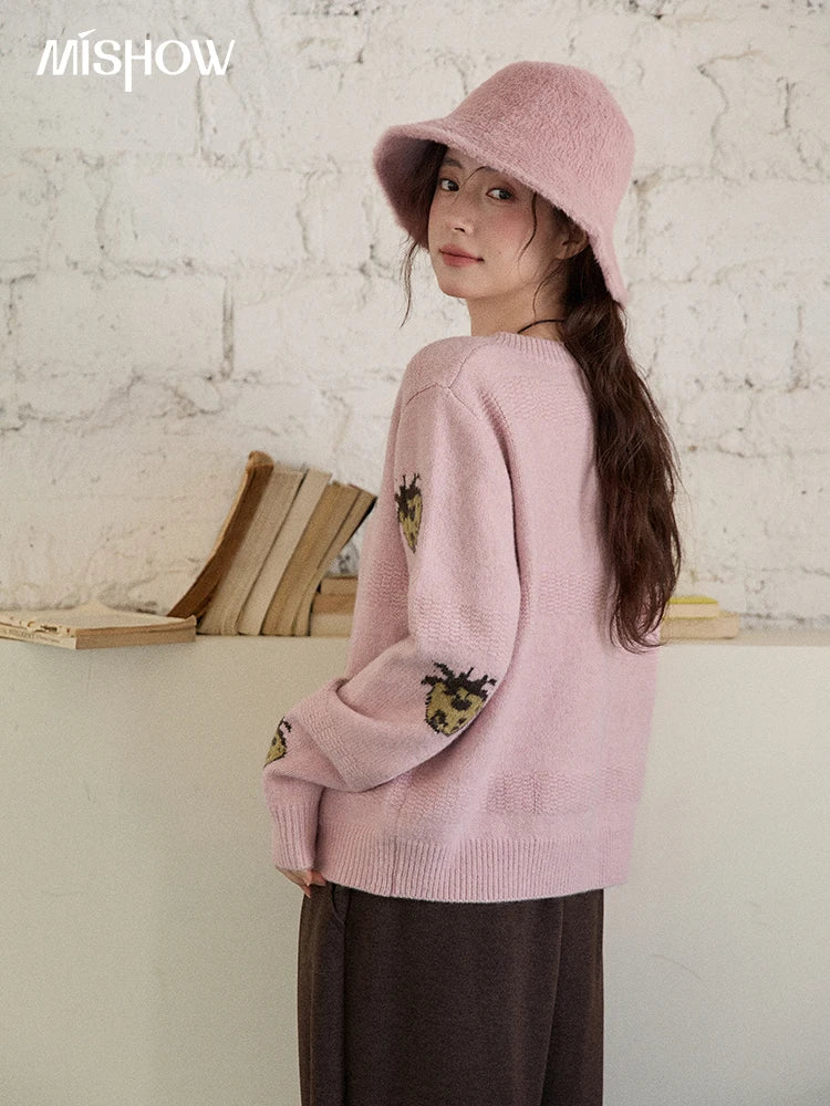 Mishow Funny Pineapple Jacquard Round Neck Cardigan MXE87Z2752