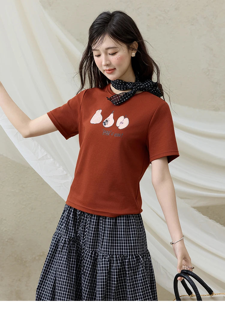 Mishow Cartoon Print Slim Office Tee MXE33T0500