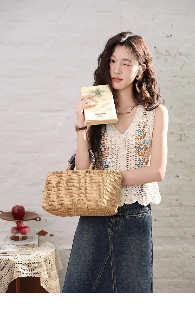 MISHOW Denim Fishtail Skirt Love Embroidered Pockets A-Line MXD28B0414