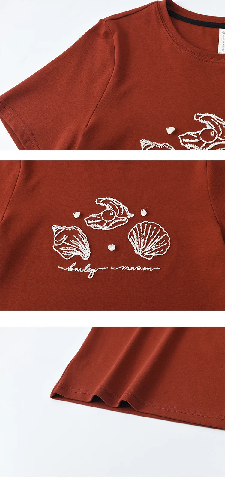 Mishow Shell Embroidered Round Neck Tee MXE34T0570