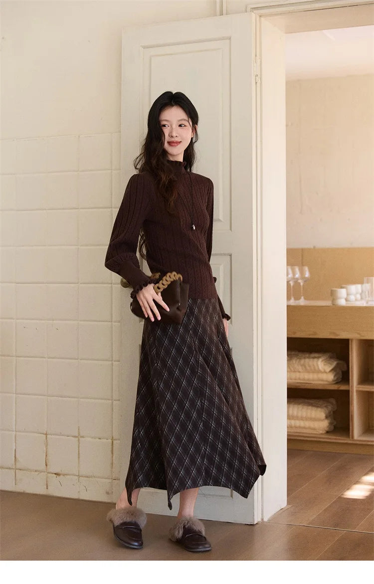 Mishow Half Turtleneck Ruffle Lantern Sleeve Top MXE93Z2810