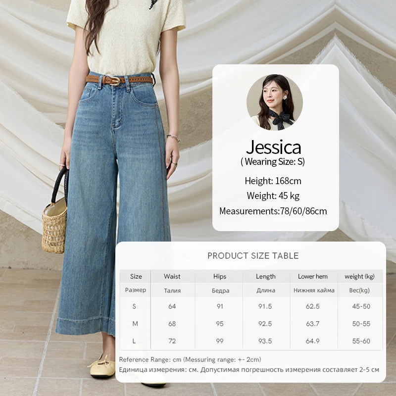 Mishow Slimming High Waist Ankle-Length Wide Leg Jeans MXE32K0919