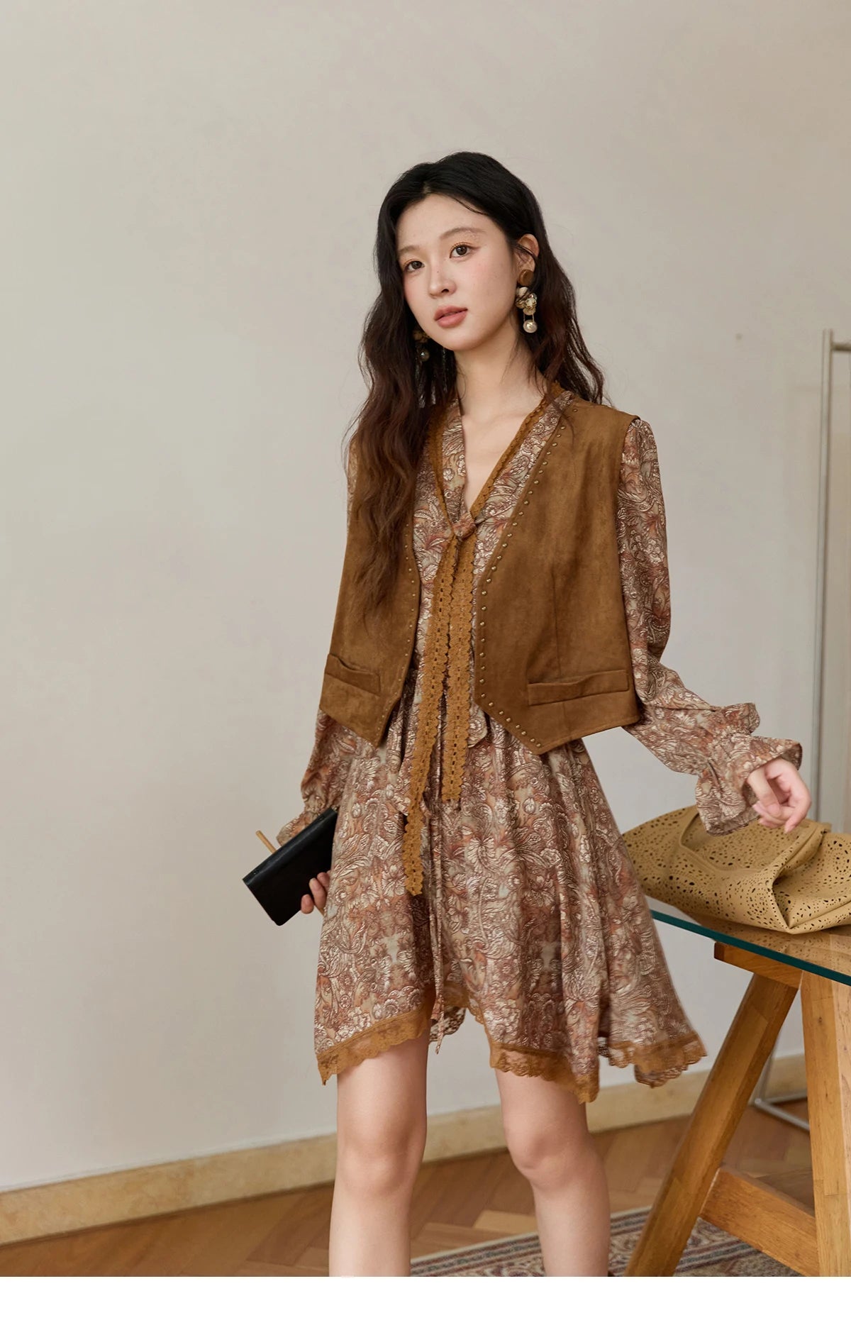 Mishow French Suede Rivet V-Neck Vest MXE46L2518