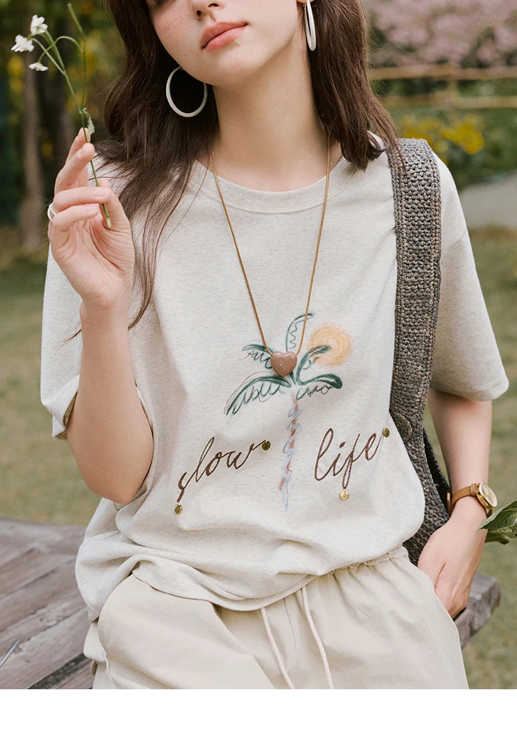 Mishow Coconut Tree Print Straight Tee MXE31T0520