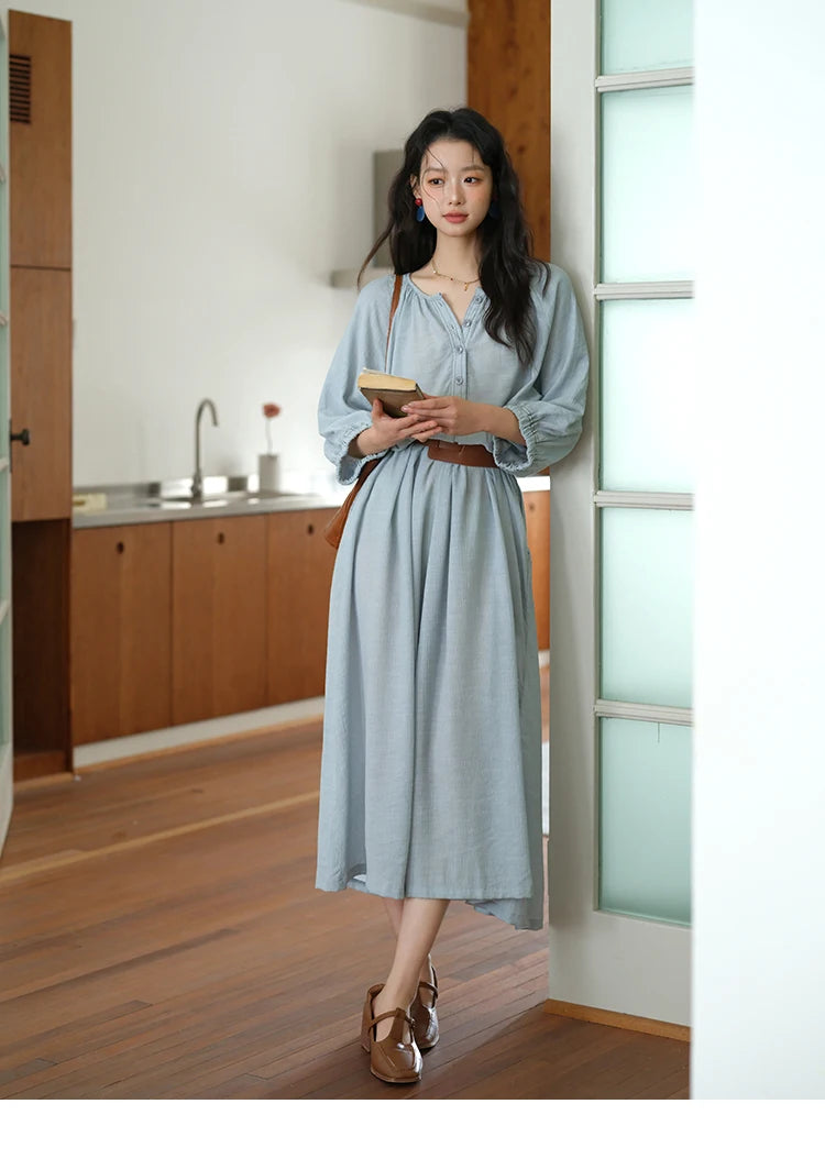 Mishow Half Sleeve Bamboo Knot Dress with Bohemian Belt MXE20L2468