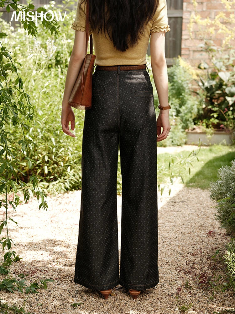 Mishow Polka Dot High Waist Wide Leg Jeans MXE38K0956