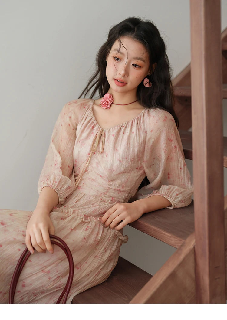 Mishow Korean Floral Convertible Off Shoulder Dress MXE41L2479