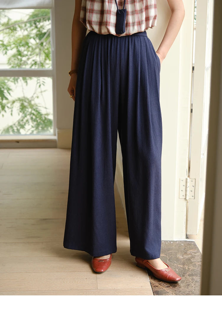 Mishow Retro Red Grid Puff Sleeve Top & Wide Leg Pants Set MXE37T0649