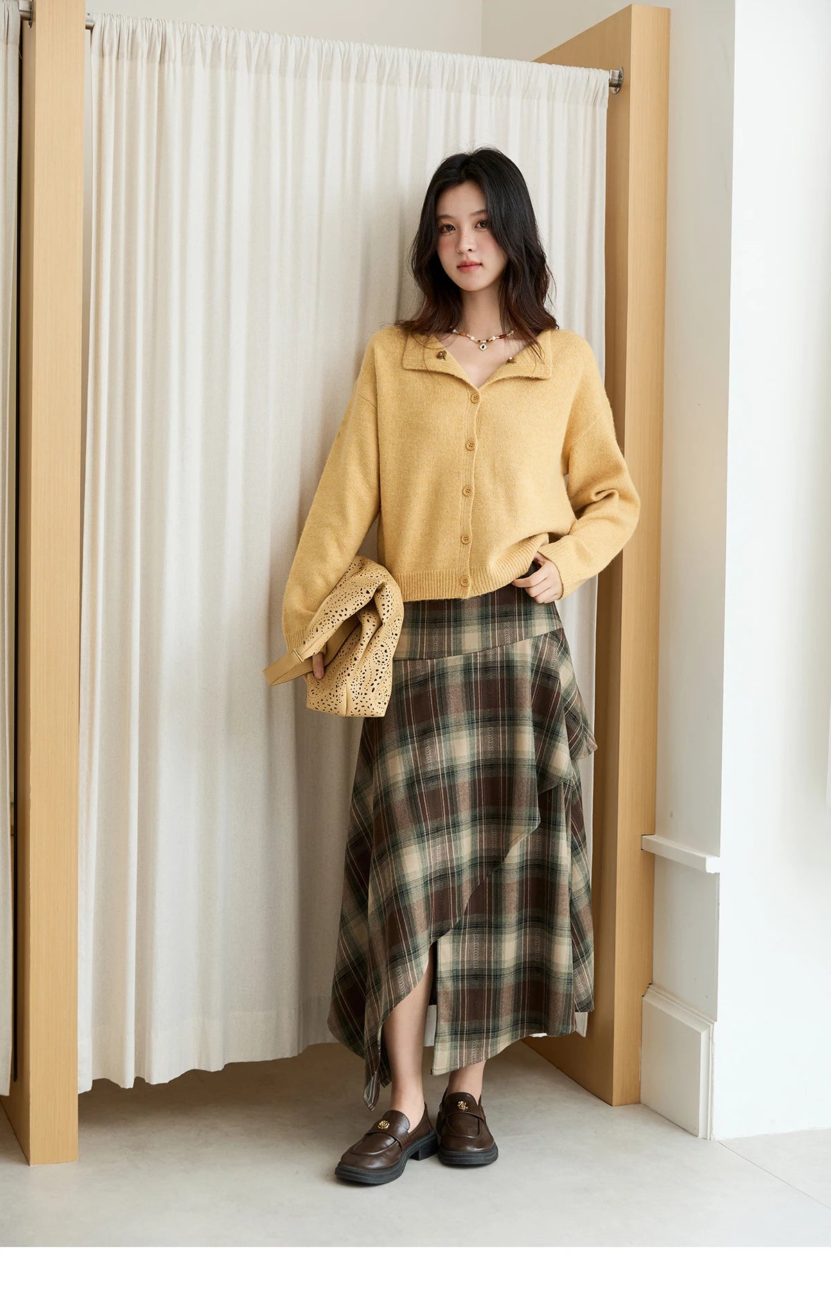 Mishow Yellow Handmade Flower Turn-Down Collar Cardigan MXE47Z2591