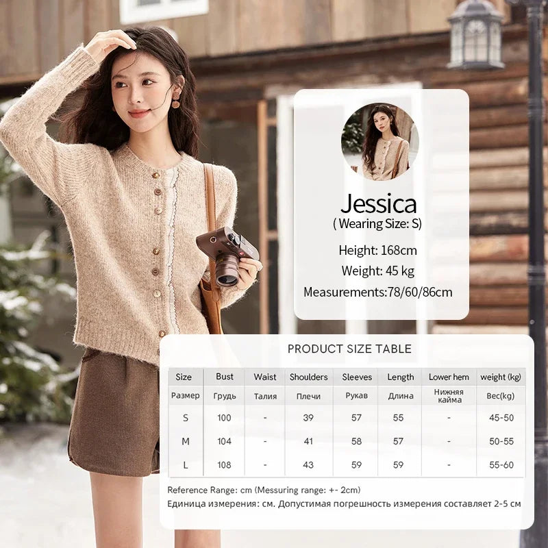 Mishow Spliced Lace Button Cardigan MXD58Z0998