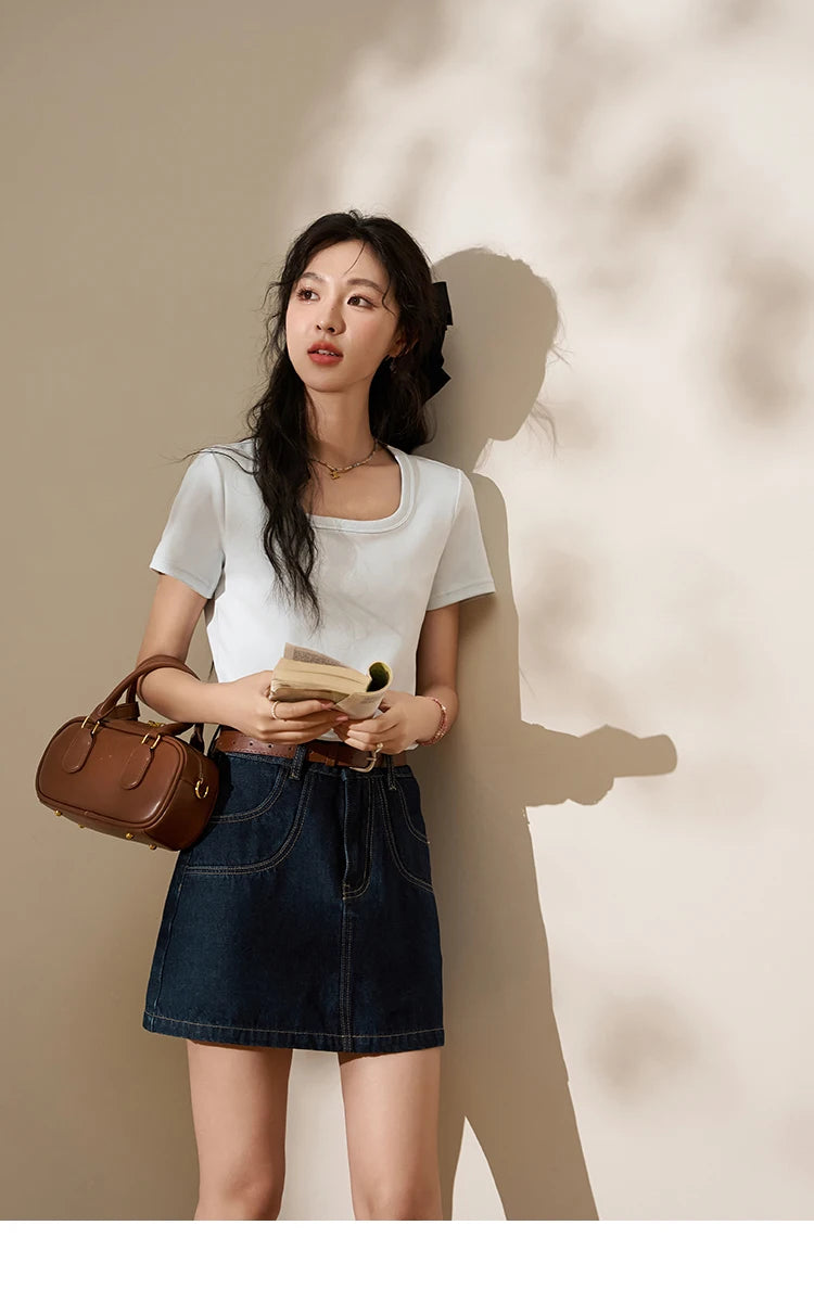 Mishow Square Neck Solid Tee MXC12T0641