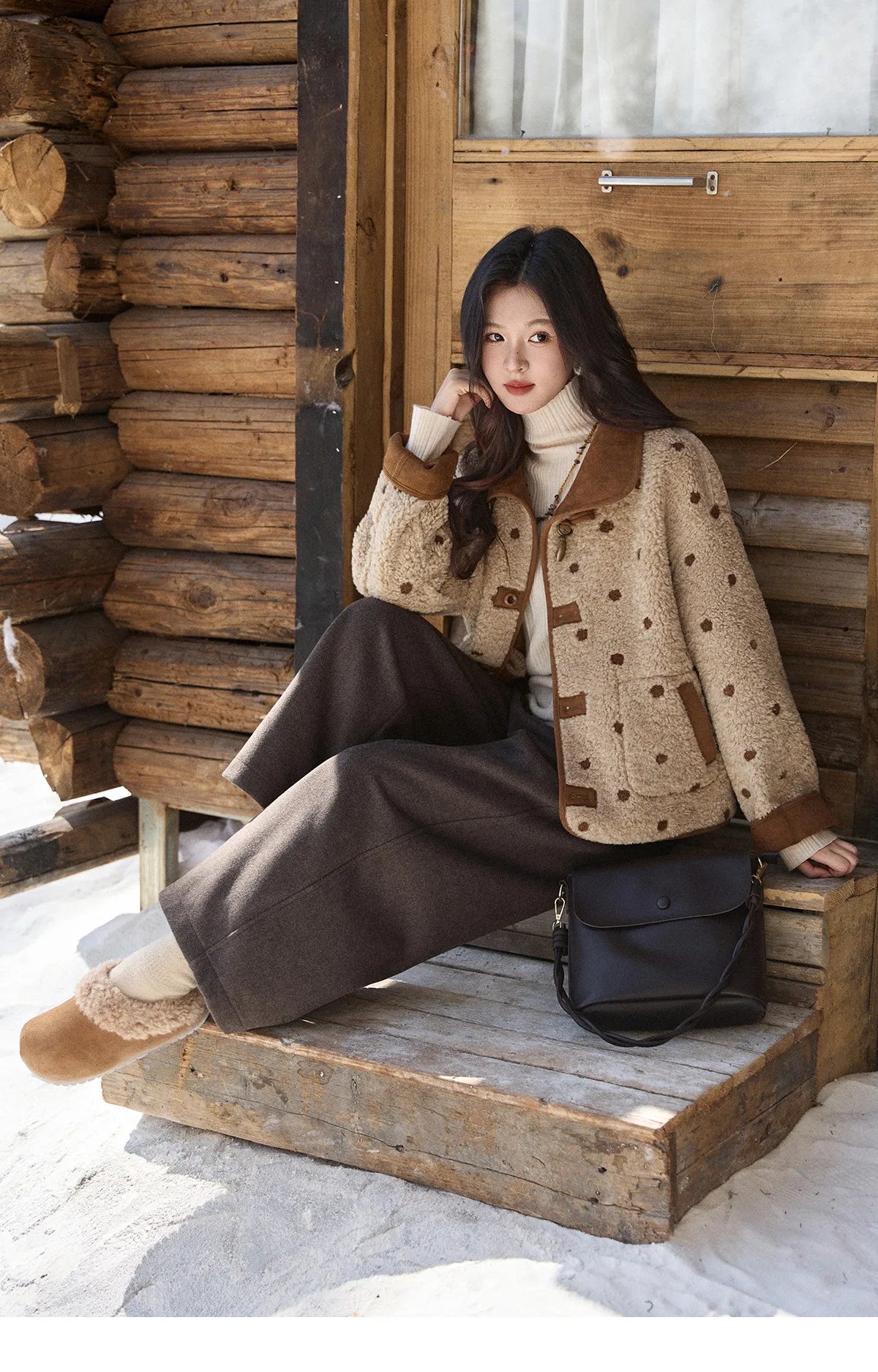 Mishow Brown Reversible Shearling Coat MXE93W1012