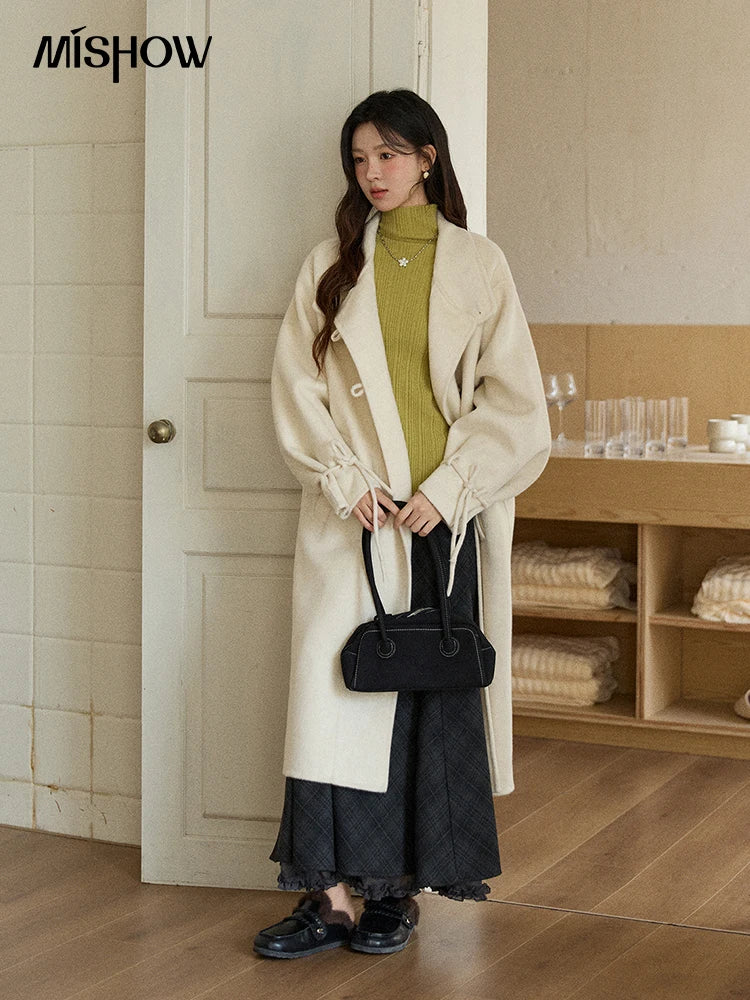 Mishow Solid Turtleneck Vertical Ribbed Slim Top MXE86Z2656