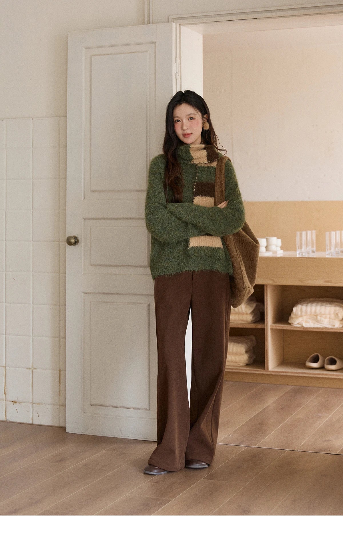 MISHOW Corduroy Straight Leg Pants Silver Fox Velvet Warm MXE91K1125