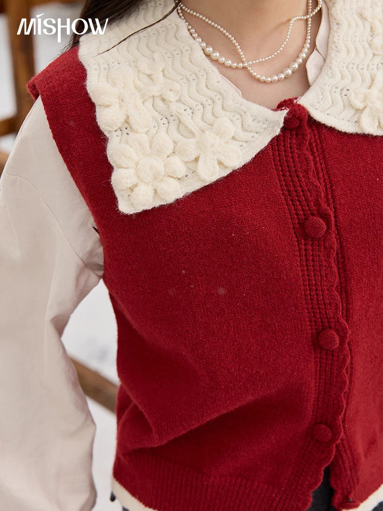 Mishow Black Peter Pan Collar Knitted Vest MXE45Z2484