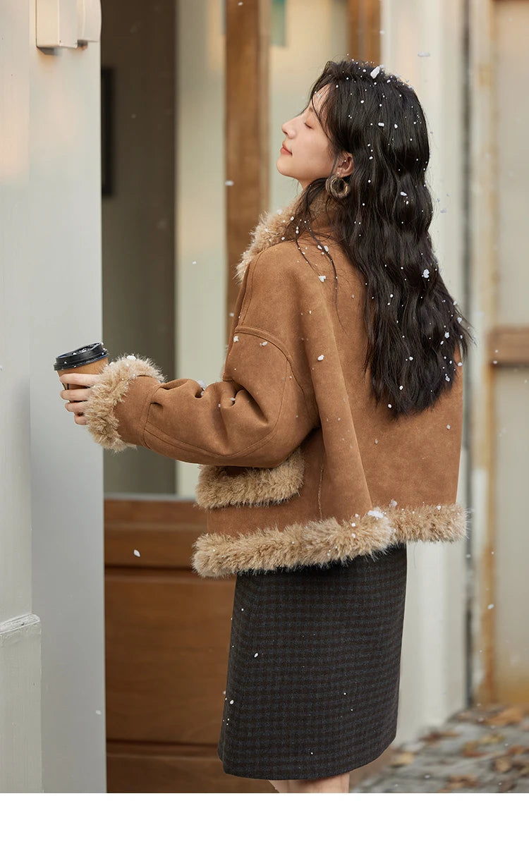 MISHOW Faux Fur Jacket Turn Down Collar Reversible MXD55W0648