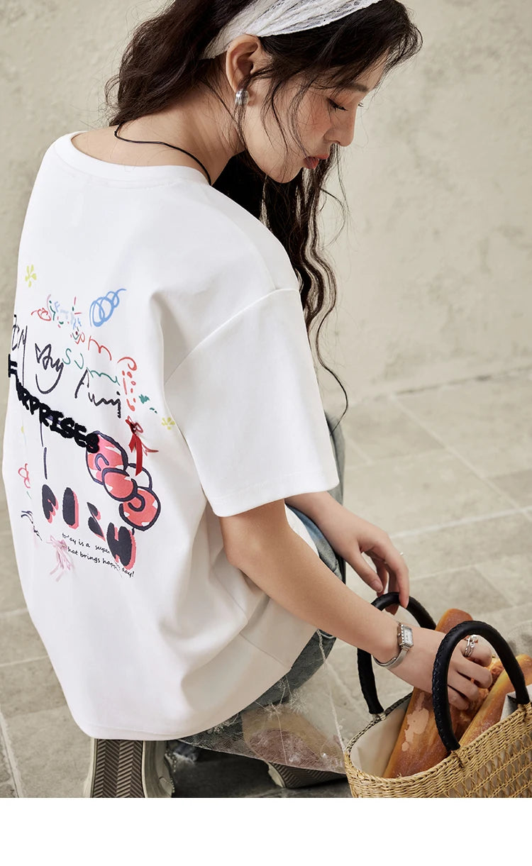 Mishow Graffiti Letter Print Round Neck Tee MXE15T0475
