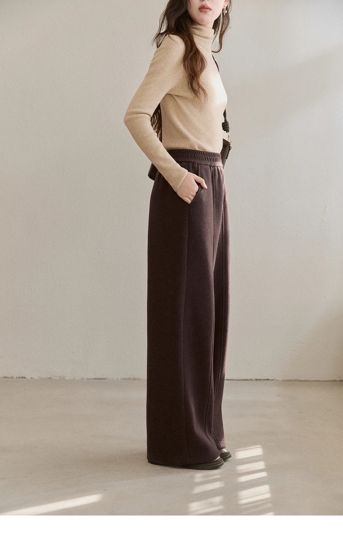 MISHOW High Waist Wide Leg Pants Fleece Warm Knit MXE92K1127