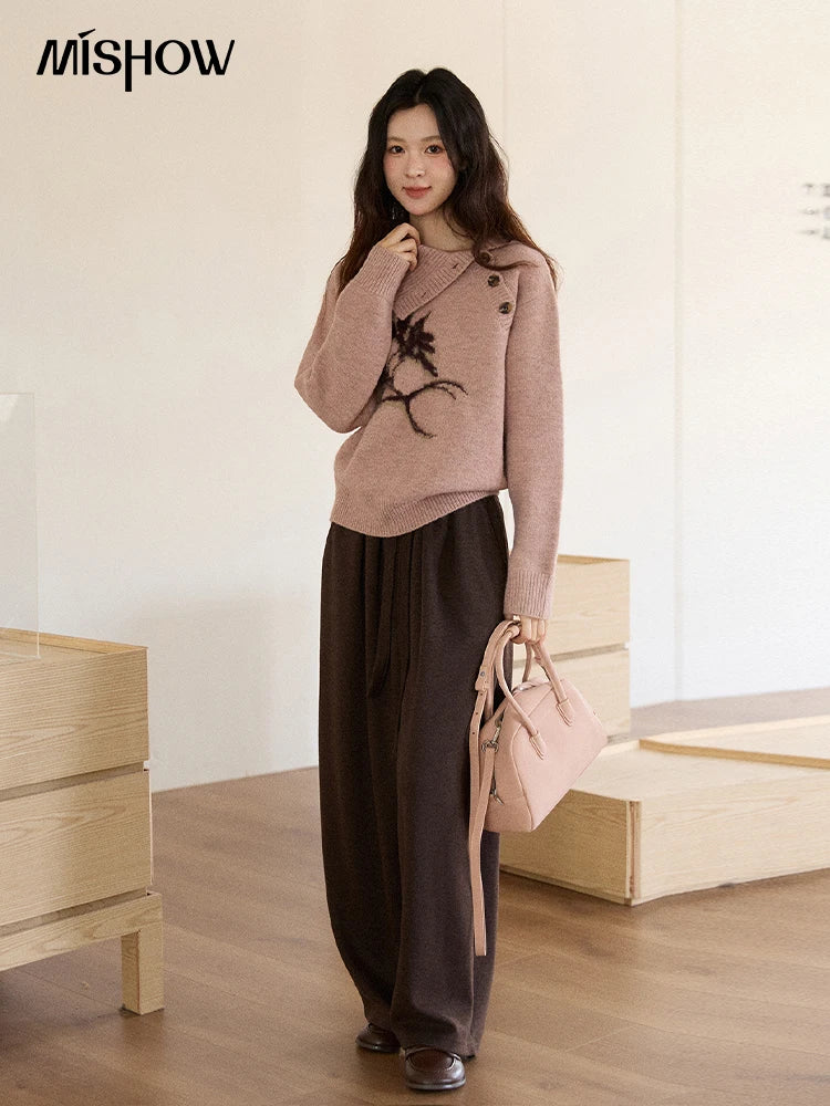 Mishow Plant Jacquard Turtleneck Pullover MXE86Z2658