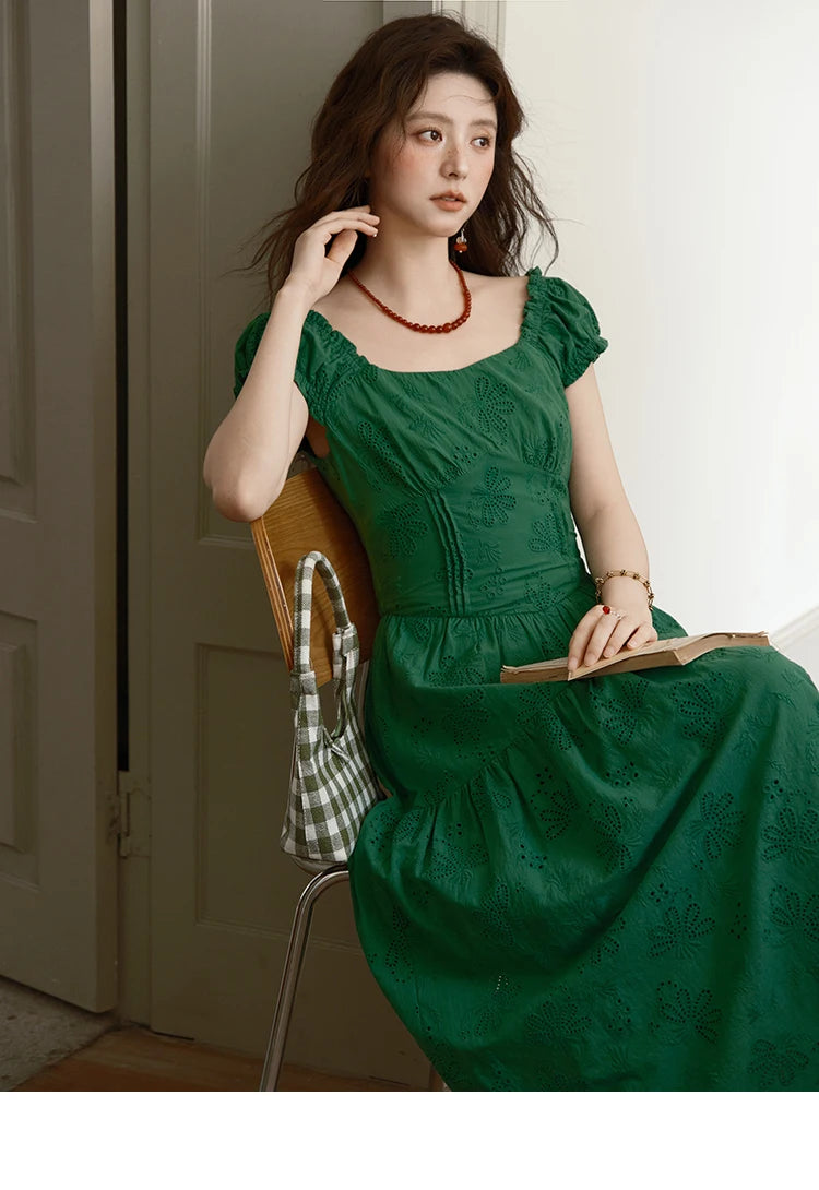MISHOW French Square Neck Puff Sleeve Dress MXE39L2325