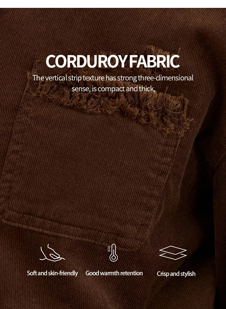 MISHOW Brown Corduroy Shirt Raw Edge Pocket MXE47C2419