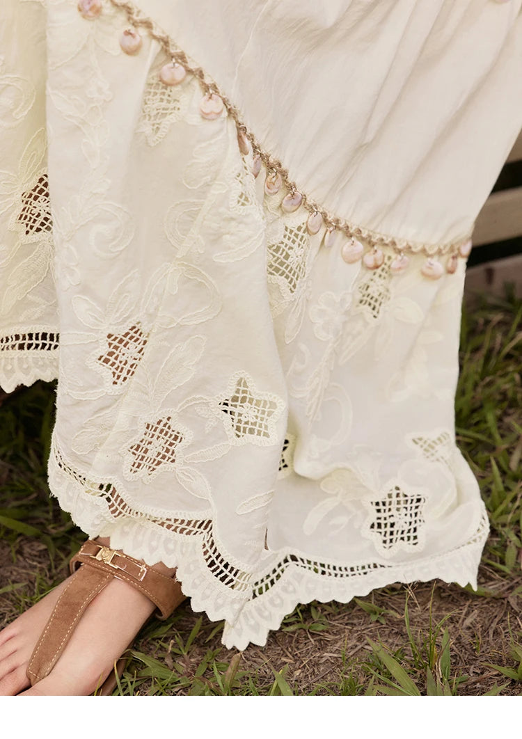 Mishow Bohemian Sleeveless Embroidery Top & Long Skirt Set MXE34T0568
