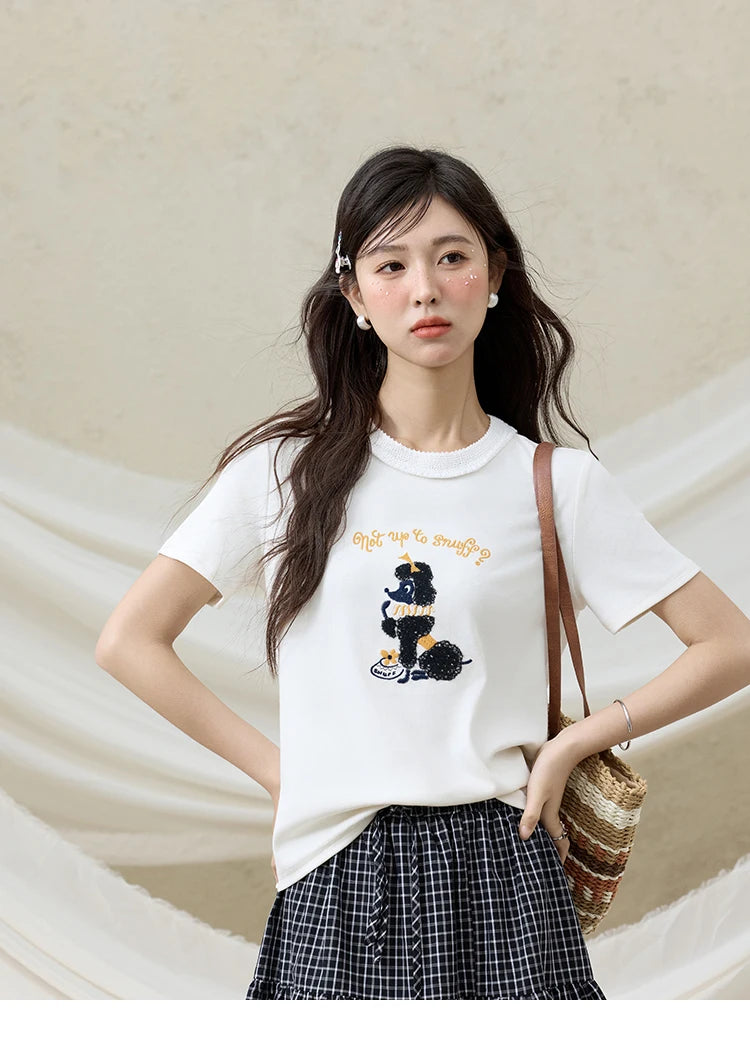 Mishow Dog Embroidered Cartoon Tee MXE33T0540