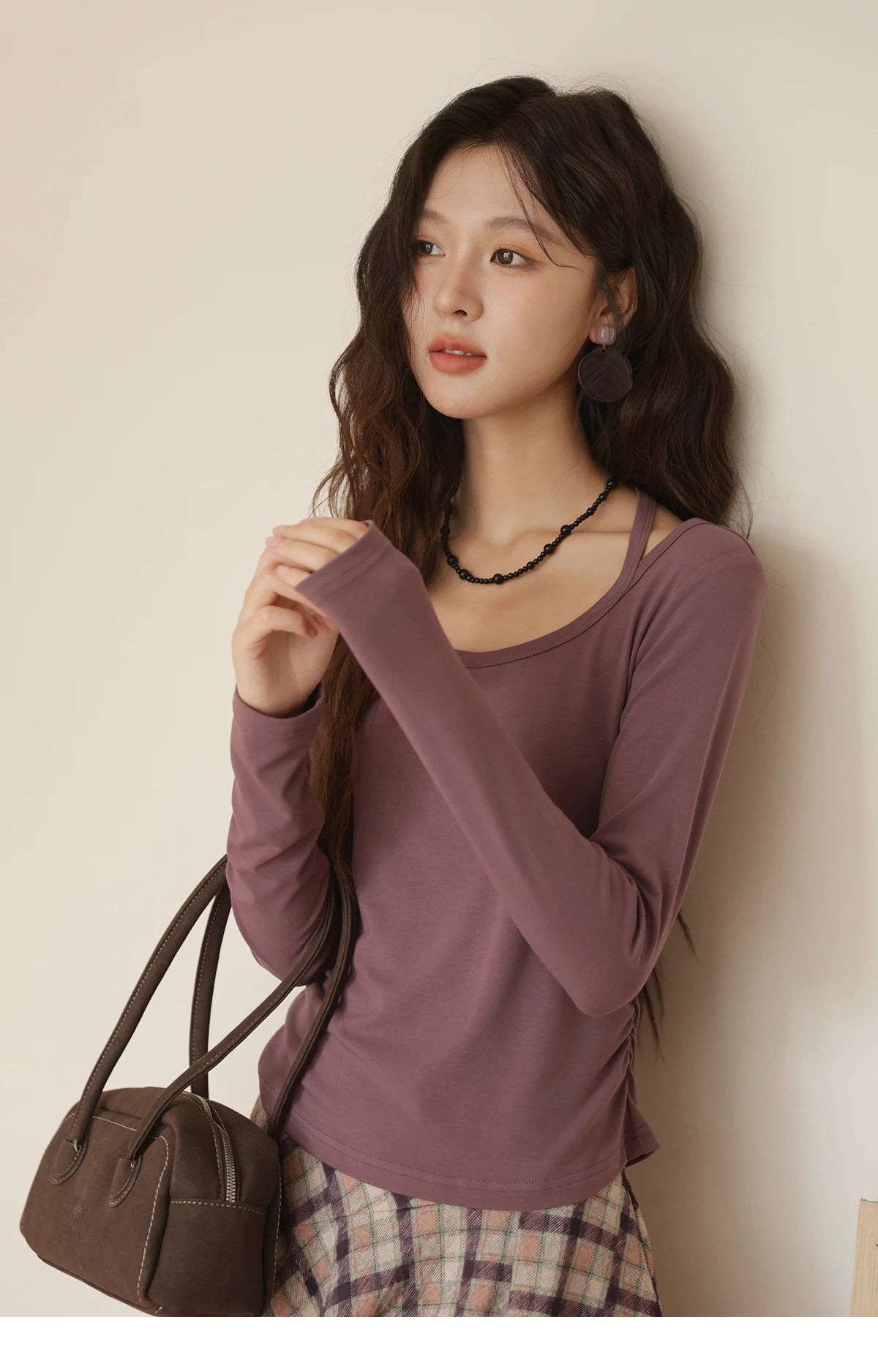 Mishow Hanging Neck Strap Pleated Waist Top MXE42T0720