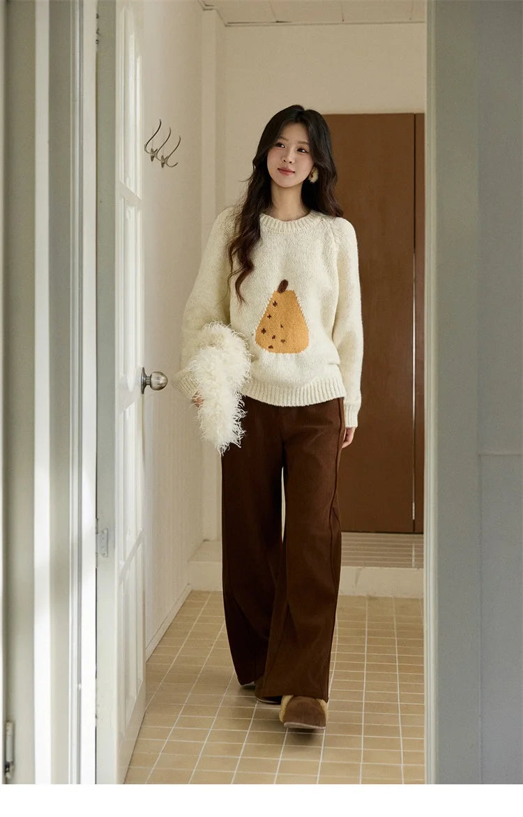 Mishow Pear Pattern Jacquard Crew Neck Pullover MXE94Z2959