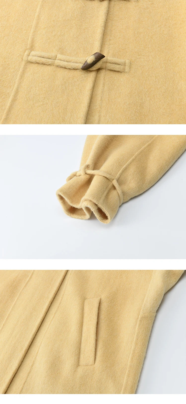 Mishow Yellow 100% Wool Double-Faced Turtleneck Coat MXE51W0902