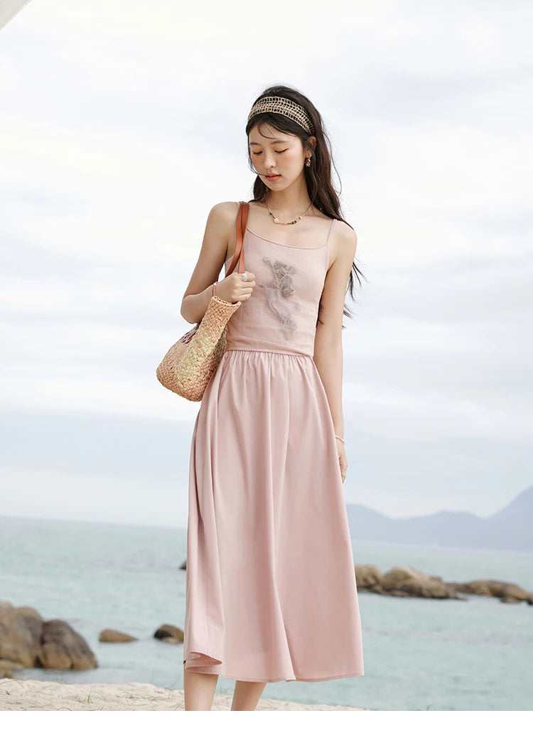 Mishow French Color Matching Knit Camisole Dress MXE13L2082
