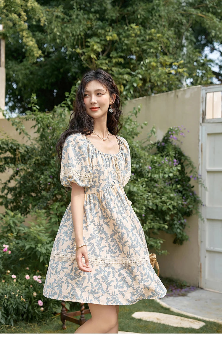Mishow French Floral U-Neck Lace-Up Doll Dress MXD27L1898