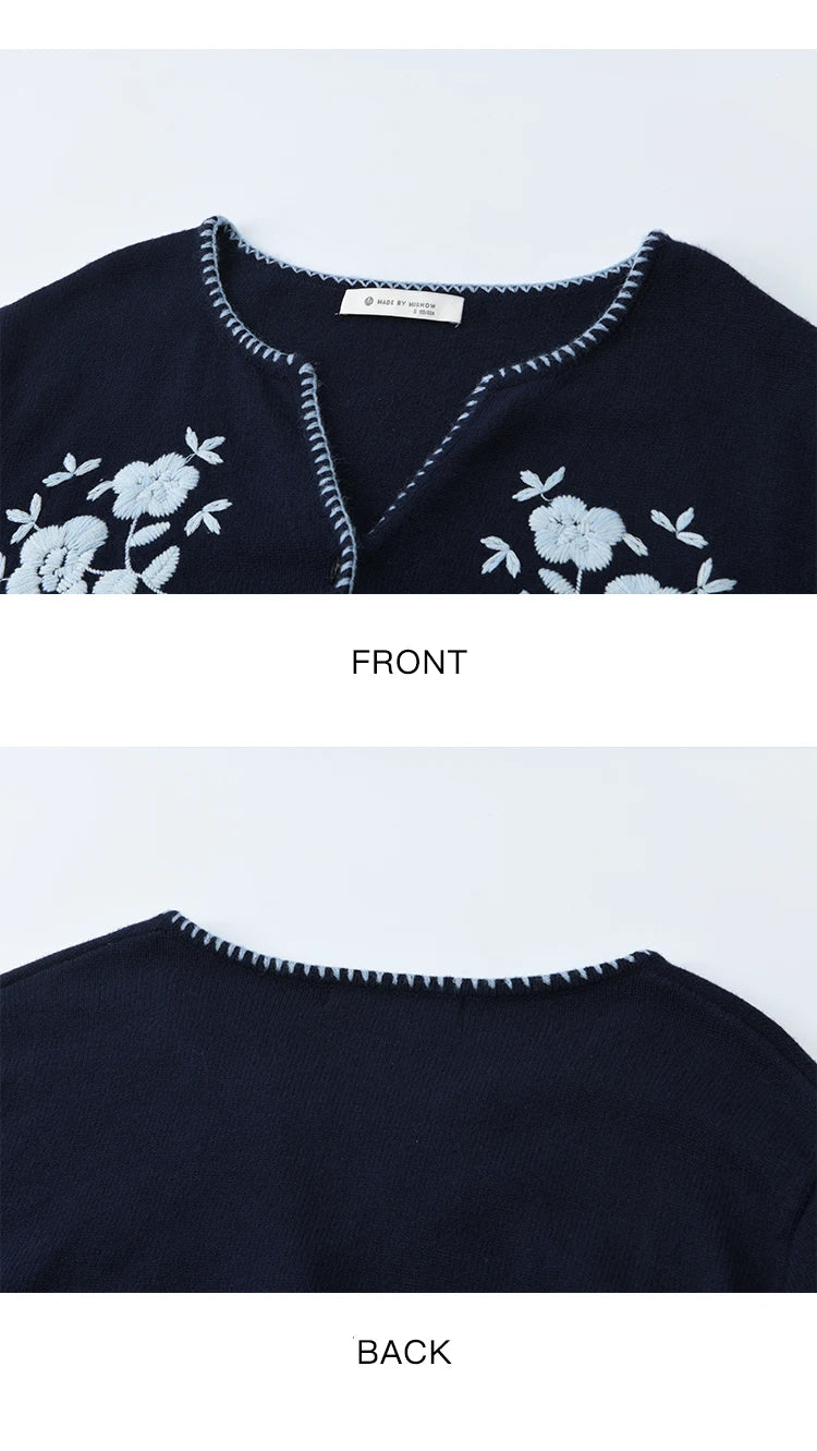 Mishow Dark Blue French Embroidered Cardigan MXE45Z1381