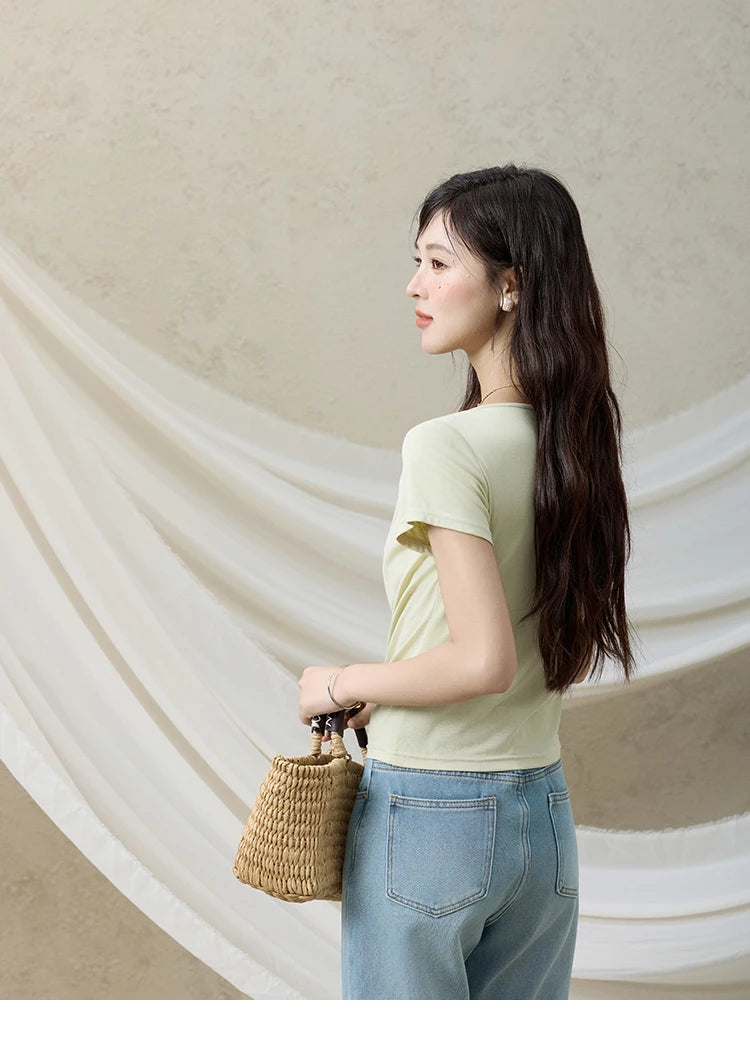 Mishow Swing Collar Shell Ribbon Tee MXE33T0524