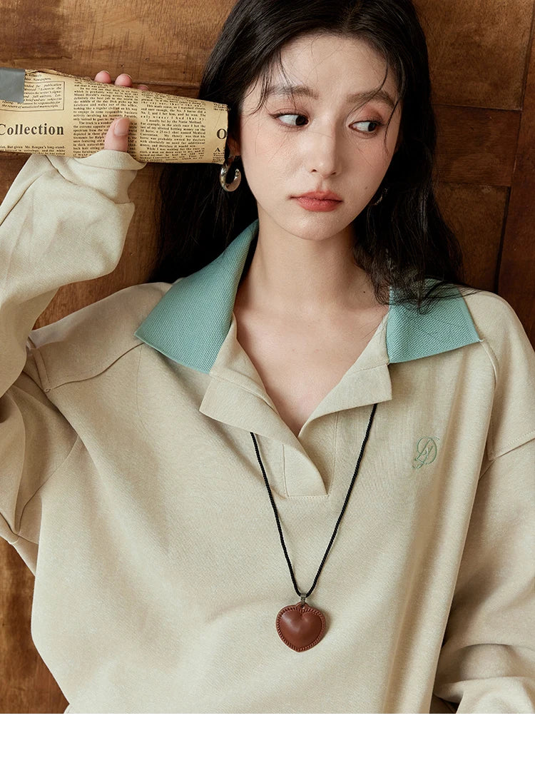 Mishow Polo Neck Sweatshirt & Contrast Letter Skirt Set MXD44V0097