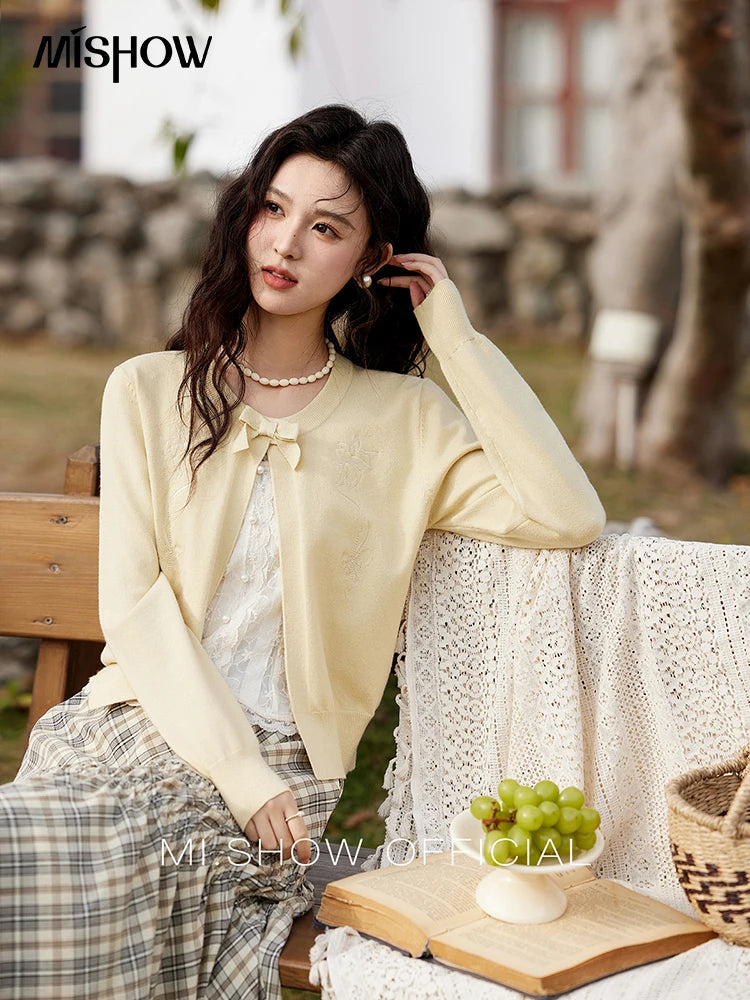 Mishow Iris Embroidery Bow Design Cardigan MXE13Z1142