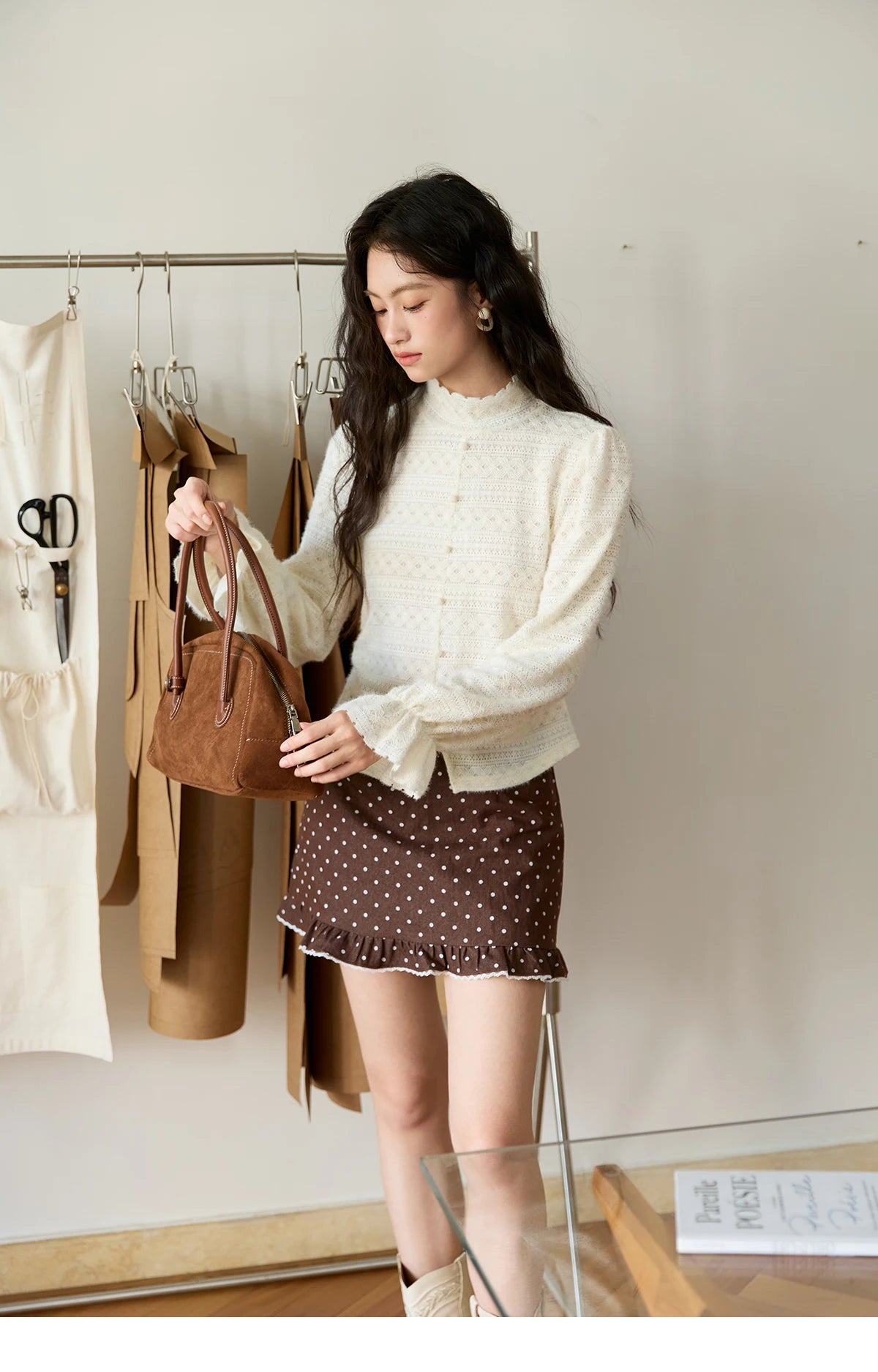 Mishow Elegant Half-High Collar Lace Shirt MXE48X2501