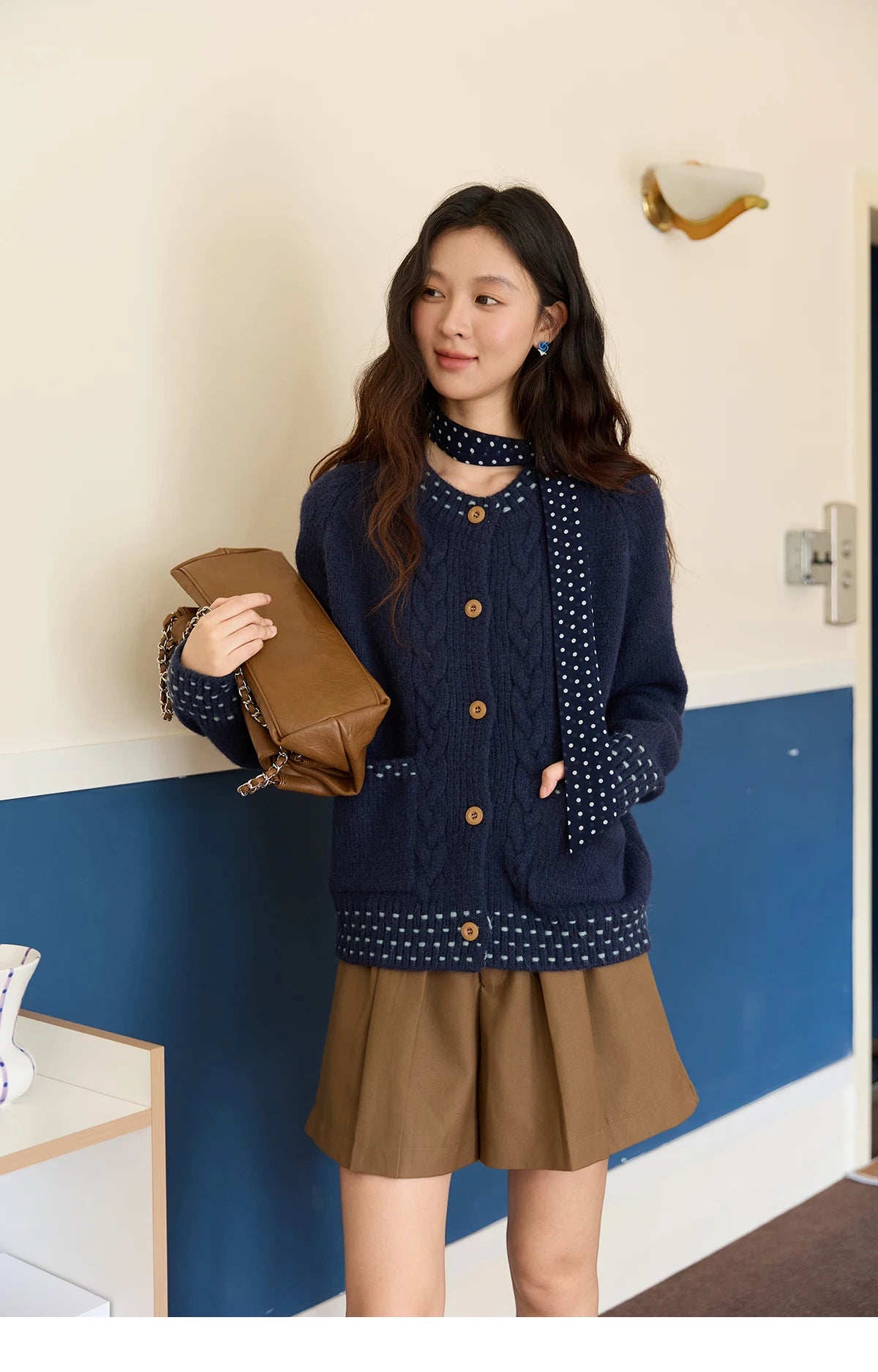 Mishow Yellow Cable Knit Hand-Drawstring Cardigan MXE47Z2566