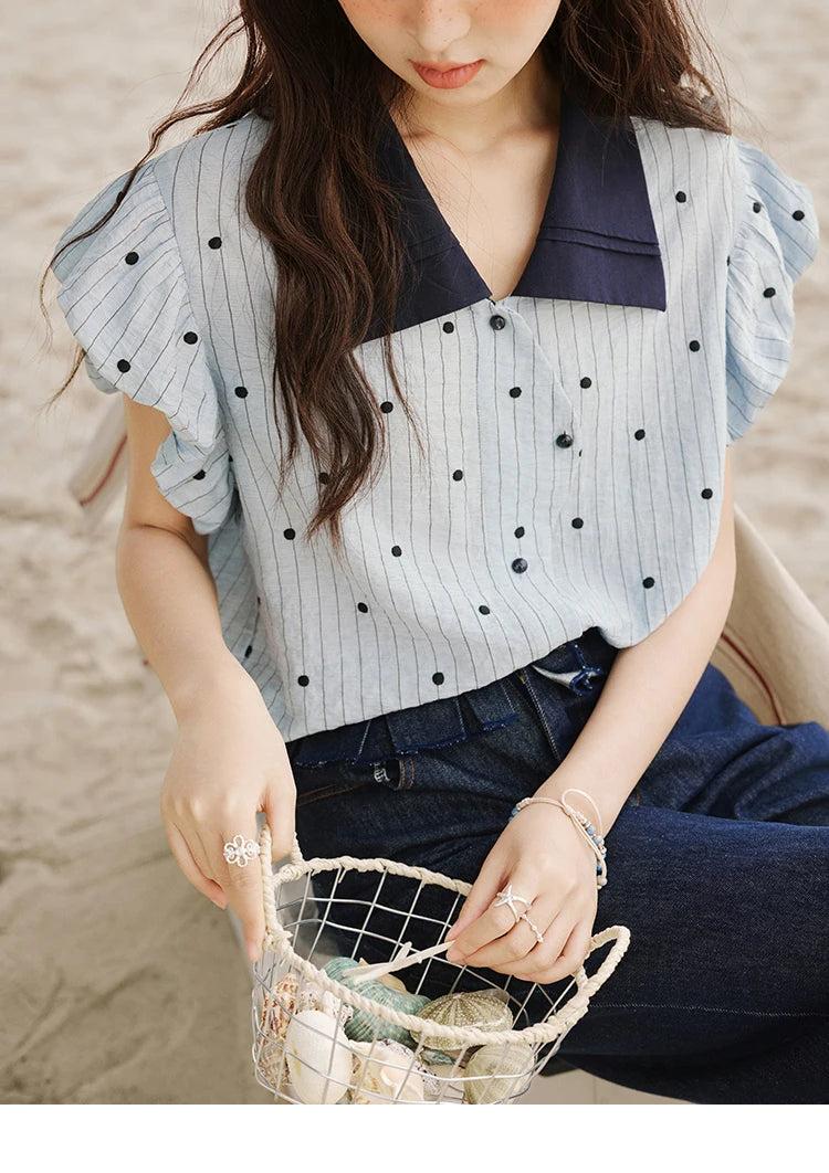 MISHOW Polka Dot Blouse Butterfly Sleeve MXE31C0776
