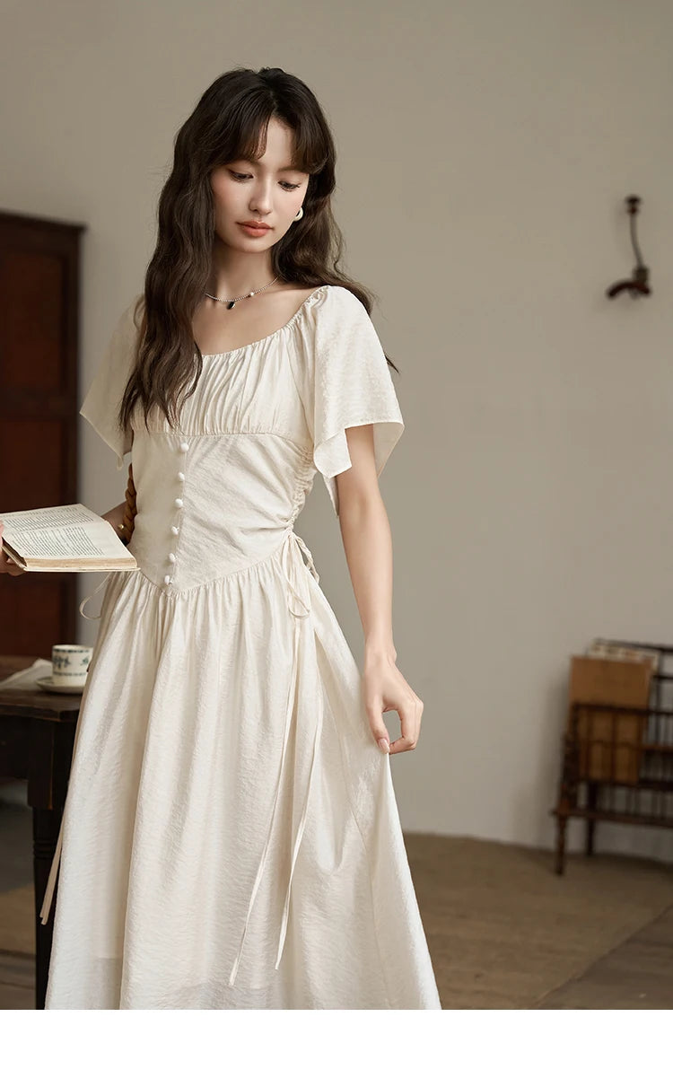 Mishow French Square Collar Butterfly Sleeve Dress MXC38L1407