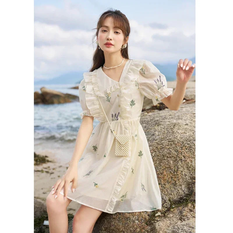 Mishow Fairycore Floral Flare Sleeve Ruffled Dress MXC38L1518