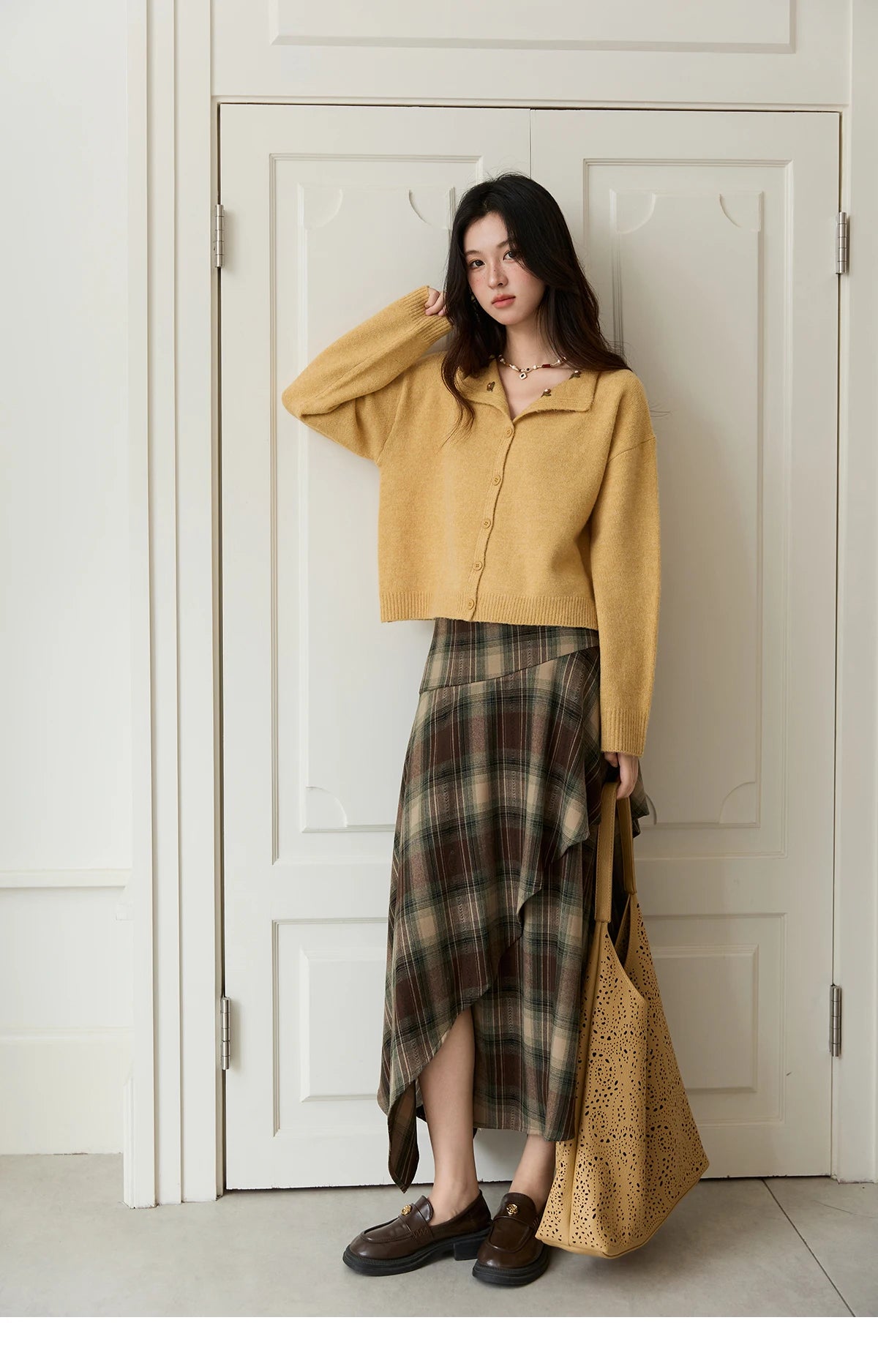 Mishow Yellow Handmade Flower Turn-Down Collar Cardigan MXE47Z2591