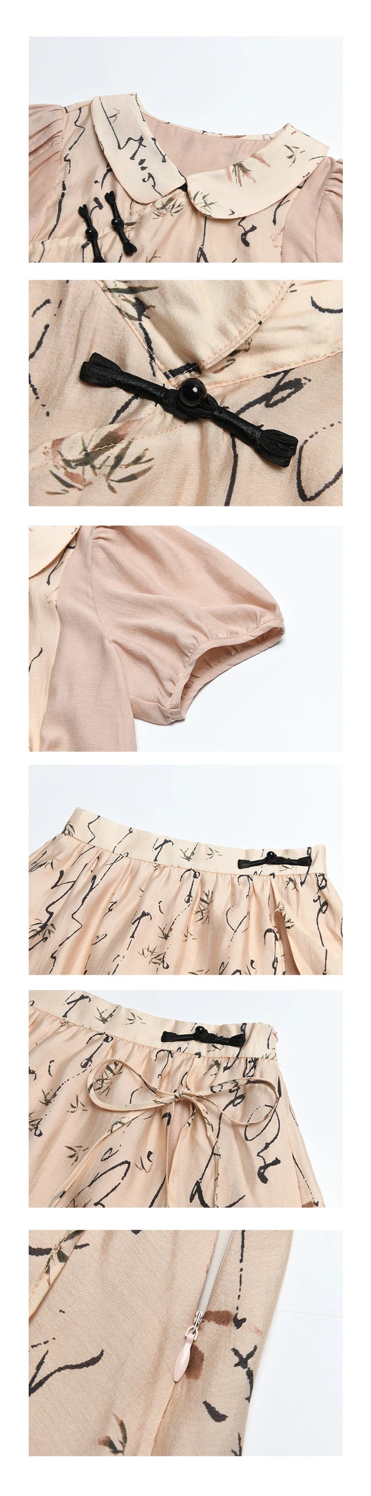 Mishow Chinese Polo Top & Asymmetric Fork Skirt Set MXD22X1396